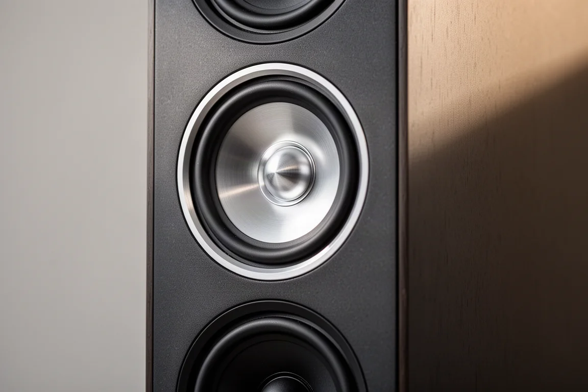Nahaufnahme der rückseitigen Anschlussplatte mit angeschlossenen optischen, koaxialen, RCA- und HDMI-Kabeln