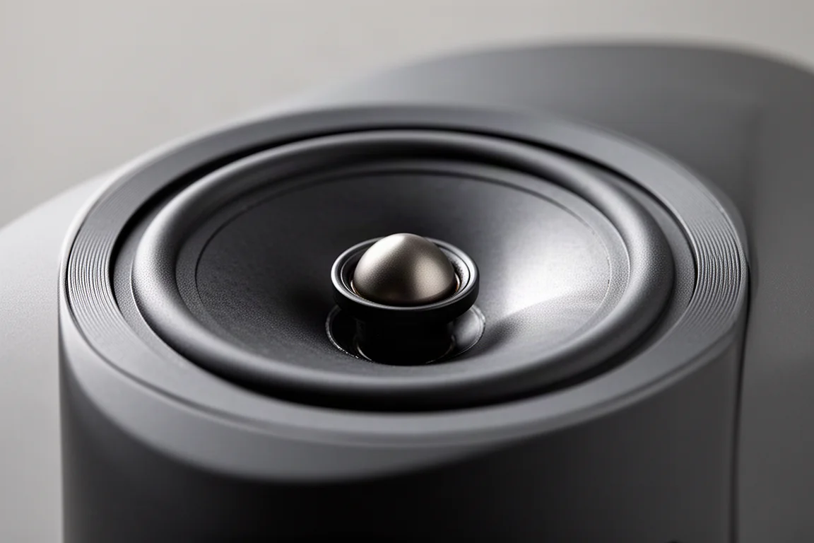 Close-up of a coaxial driver with a small tweeter at the centre of a midrange cone