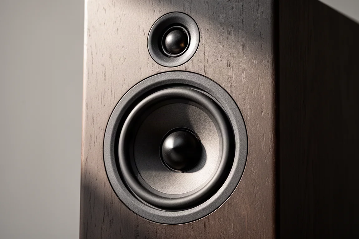 Close-up van een coaxiale luidsprekerdriver met een domed tweeter en daarboven een supertweeter
