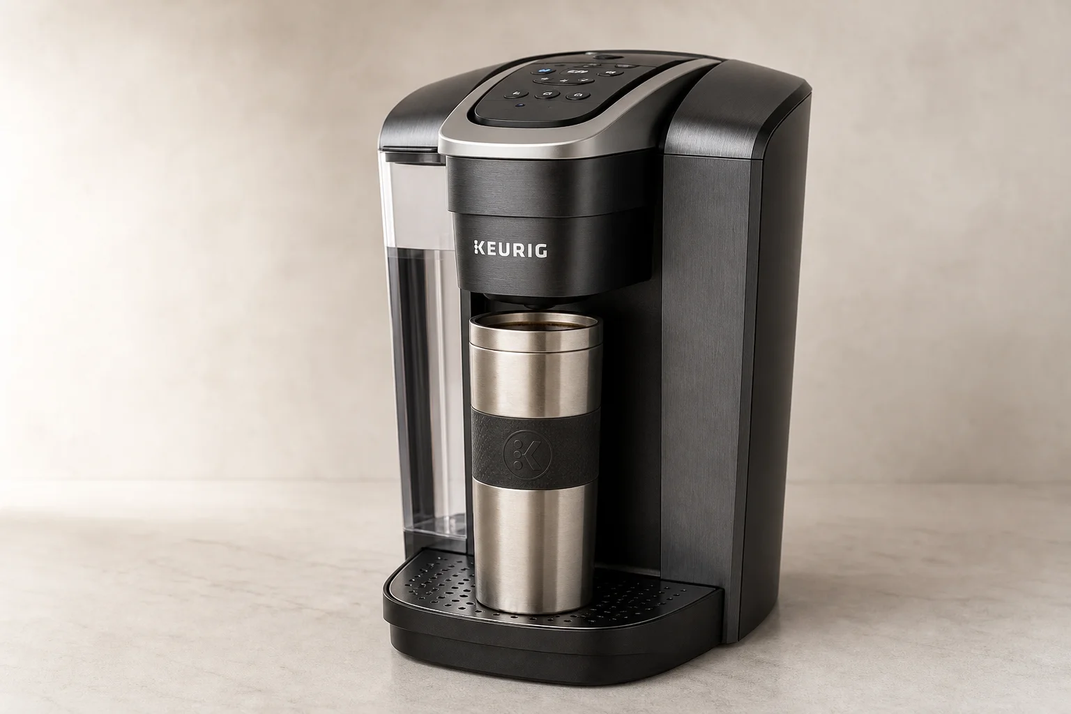 Seven coffee makers arranged on concrete surface representing different brewing styles