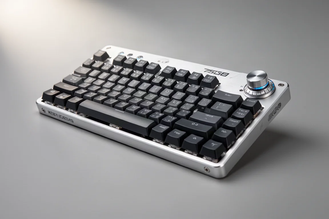 Cinque tastiere da gaming a effetto Hall di Keychron, ASUS, Luminkey, Logitech e Pulsar disposte su una superficie di cemento