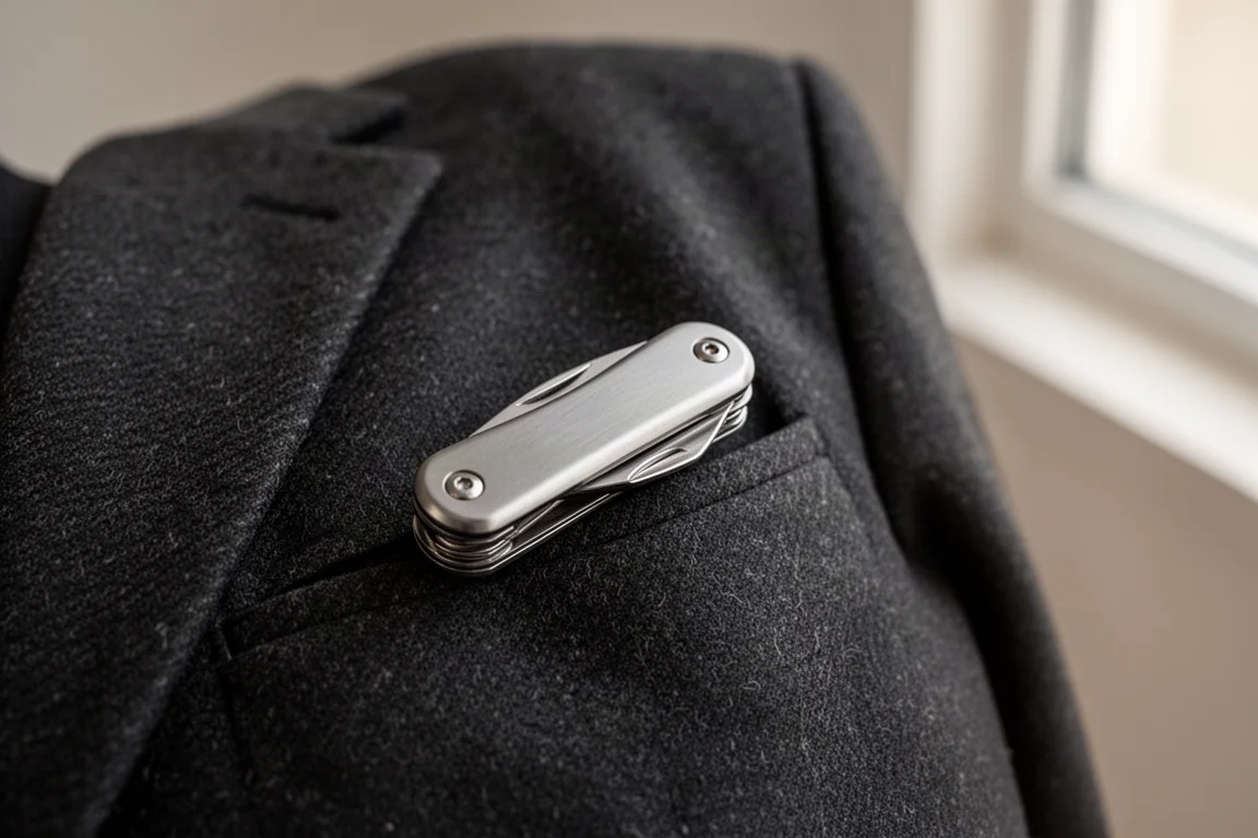 Taschenszene mit einem EDC-Organizer neben einer Jacke