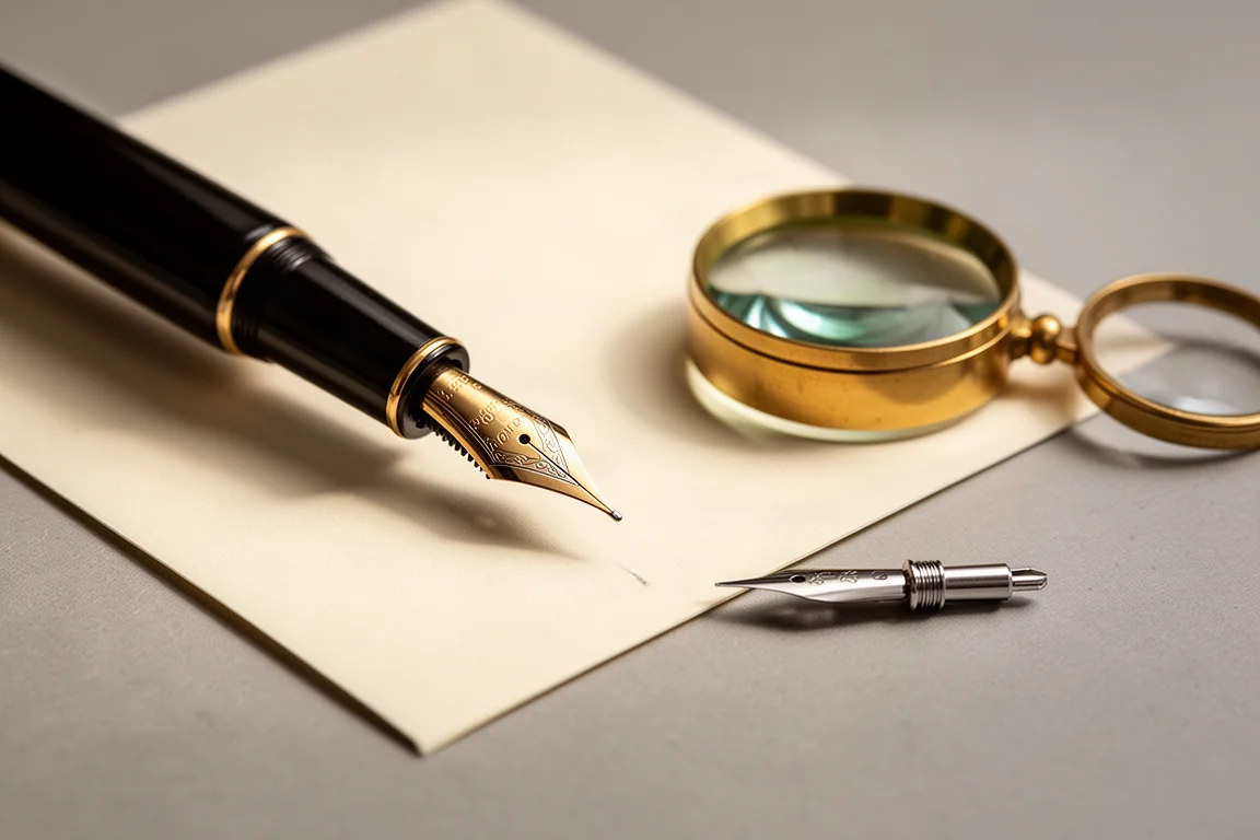 Tracé d'une taille de plume architecte spéciale esquissé sur du papier