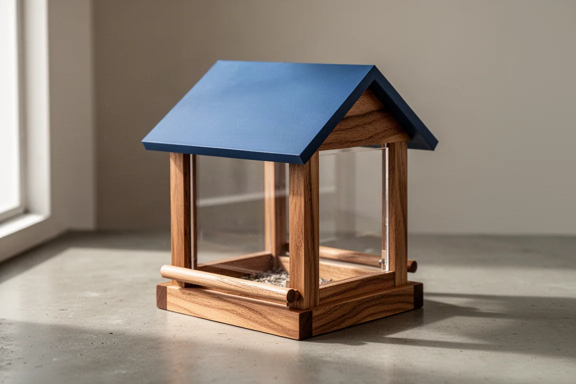 Kingsyard Wooden Hopper Feeder with Blue Roof product image