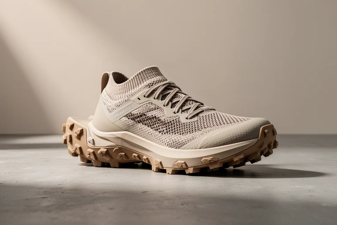 Kiprun Race Ultra 2 trail running shoe with deep lugs on a concrete surface