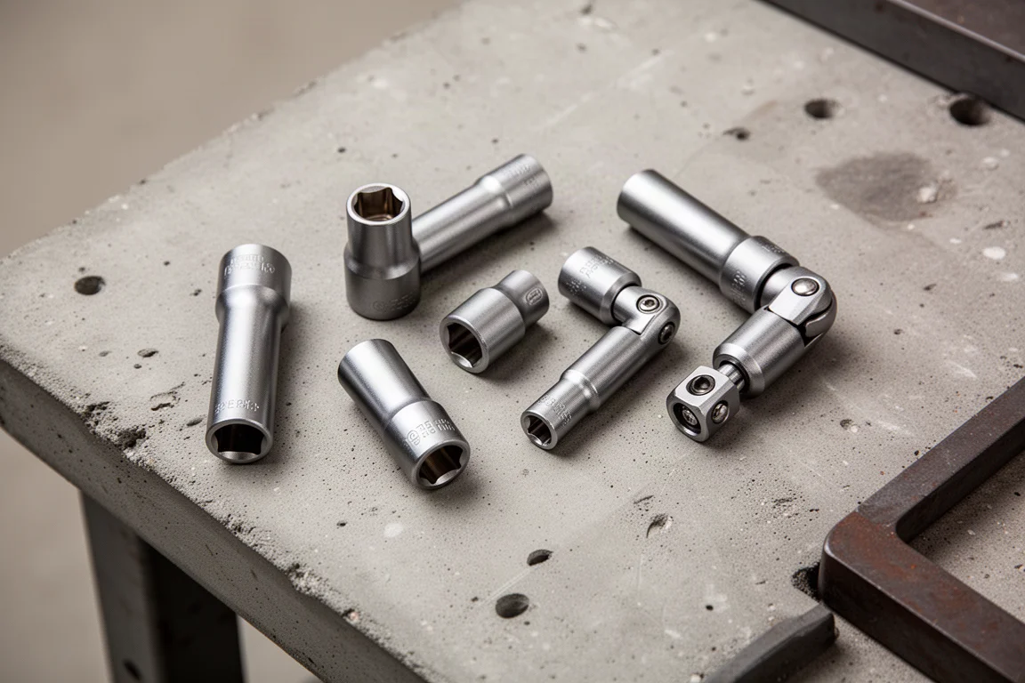 Socket adapters compared side by side on a workbench