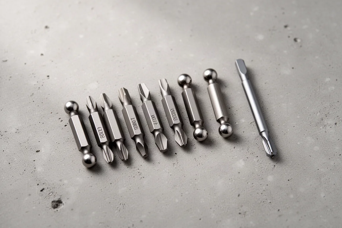 Dubbelverkande kulhakbits och en standard 4mm precisionsbit sida vid sida