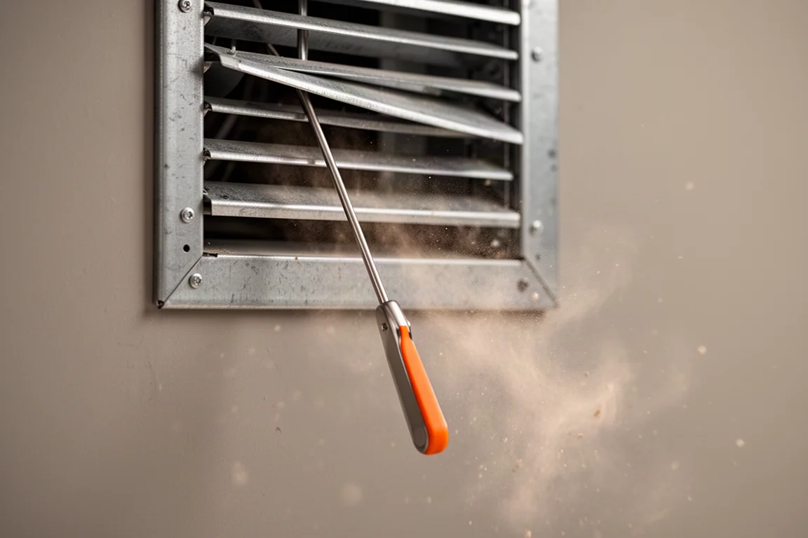 HVAC 風管百葉內懸吊著細長探針並伸入氣流中