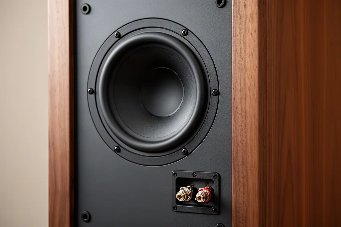 Two different pairs of tower speakers side by side in a bright listening room