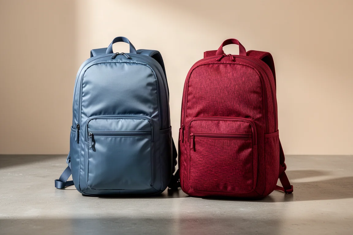 Knack Pack Series 1 and Series 2 travel backpacks side by side on concrete