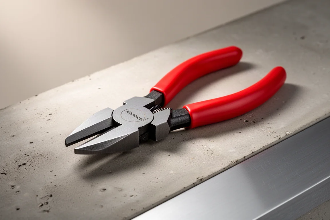 Szczypce tnące Knipex Cobalt XL z czerwonymi rączkami na neutralnym studyjnym tle