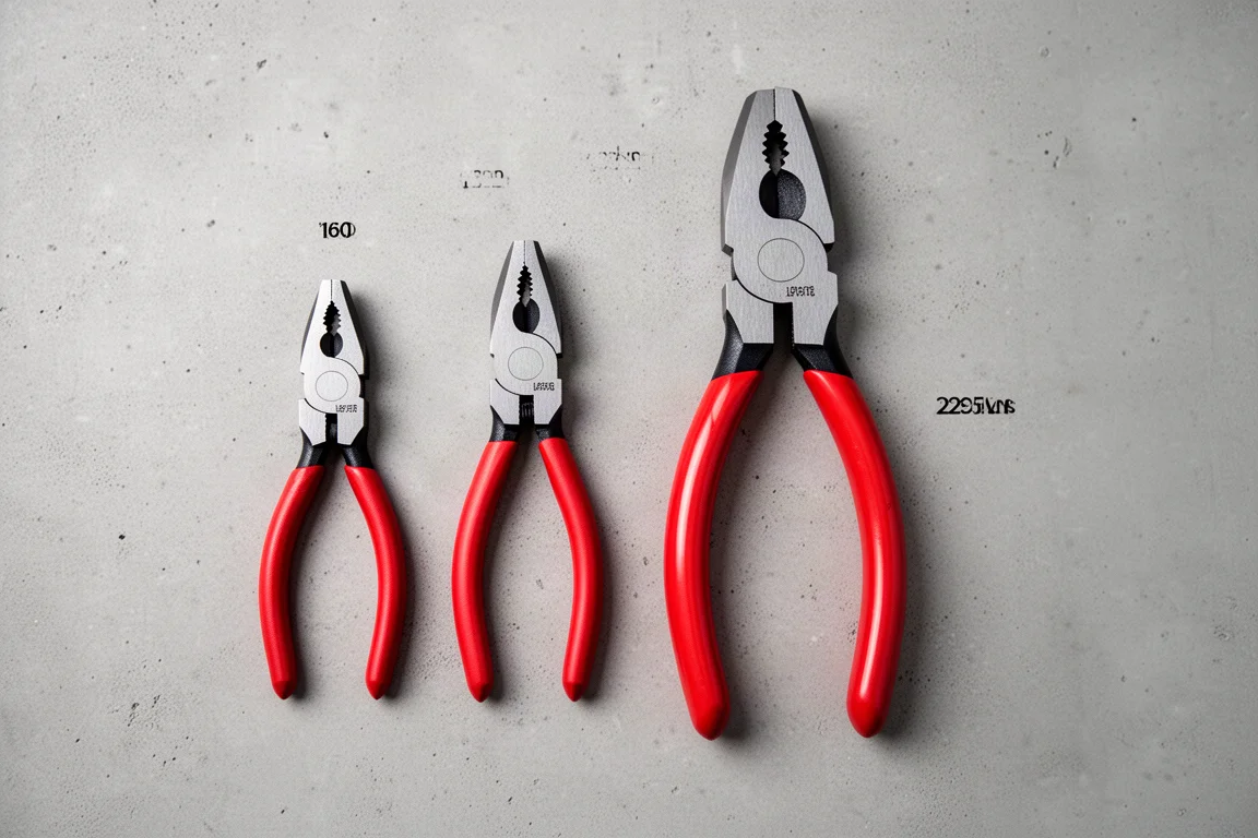 Kleine Step Cut Zange und große 225-mm-Version zum Größenvergleich nebeneinander