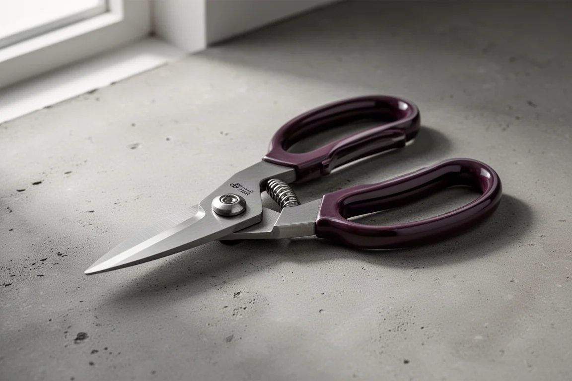 Nożyczki ze stali nierdzewnej Knipex 9505 185 ze ściętą głowicą na betonowej powierzchni