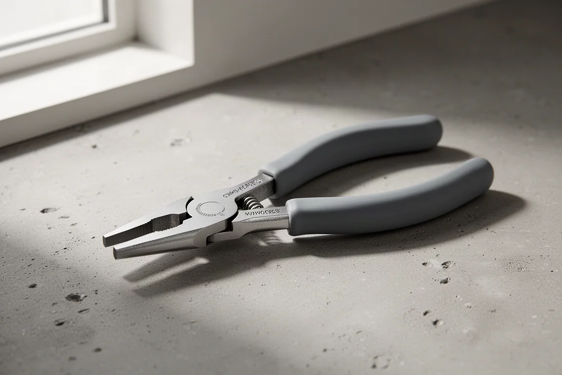 Compact Knipex Cobra pliers with slim jaws and dipped handle on concrete surface