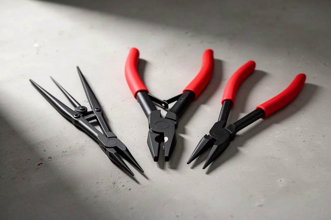 Three Knipex pliers variants arranged on a concrete surface