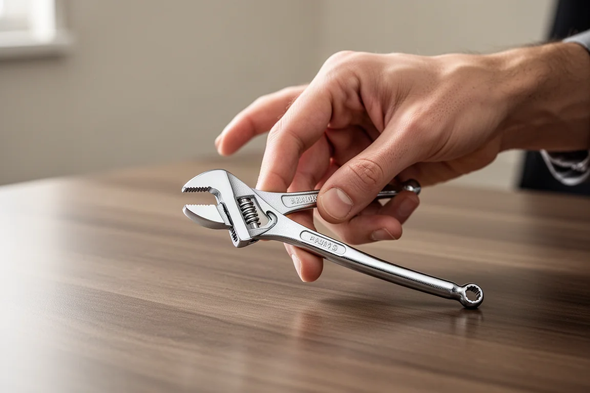 A hand adjusting the jaw of a small pliers using two fingers without a push button