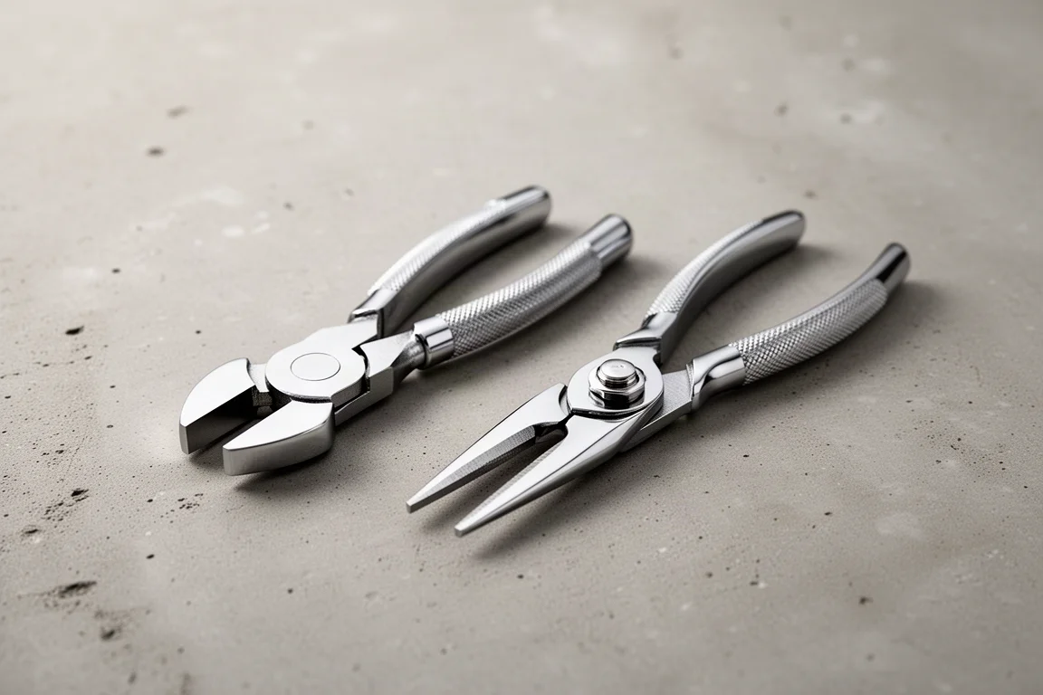Pinze Knipex Pliers Wrench XS e Knipex Cobra affiancate su calcestruzzo