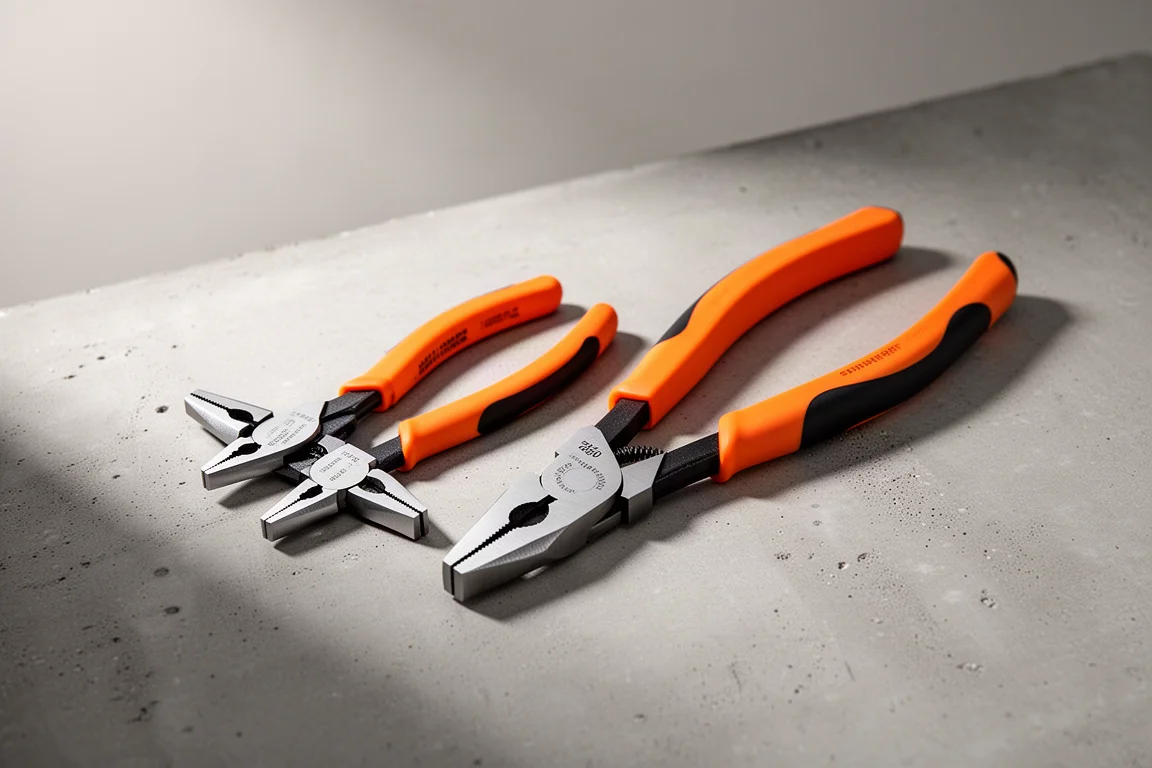 Knipex Twin Grip 鉗子小尺寸與大尺寸並排放在混凝土上