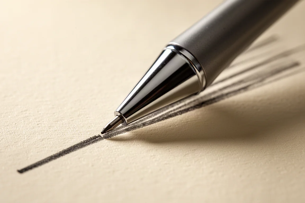 Pencil tip with classic lead pipe on textured paper surface