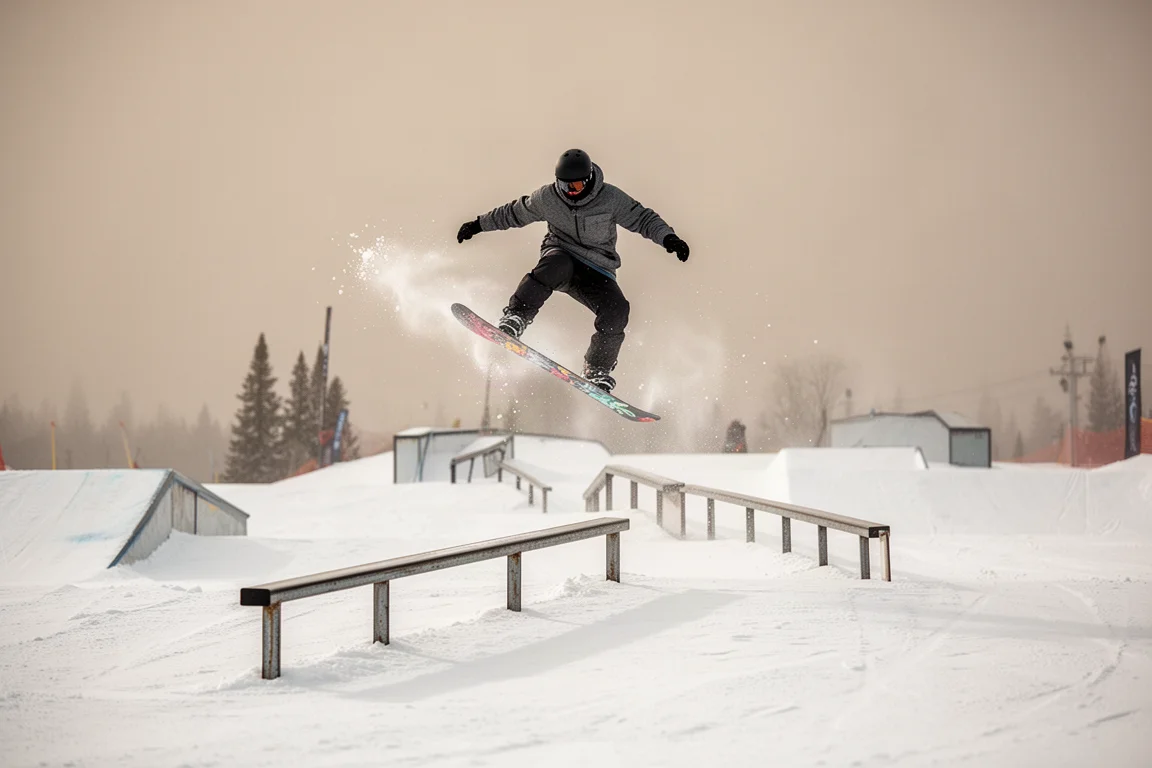 Snowboarder approaching a small natural side hit beside the piste