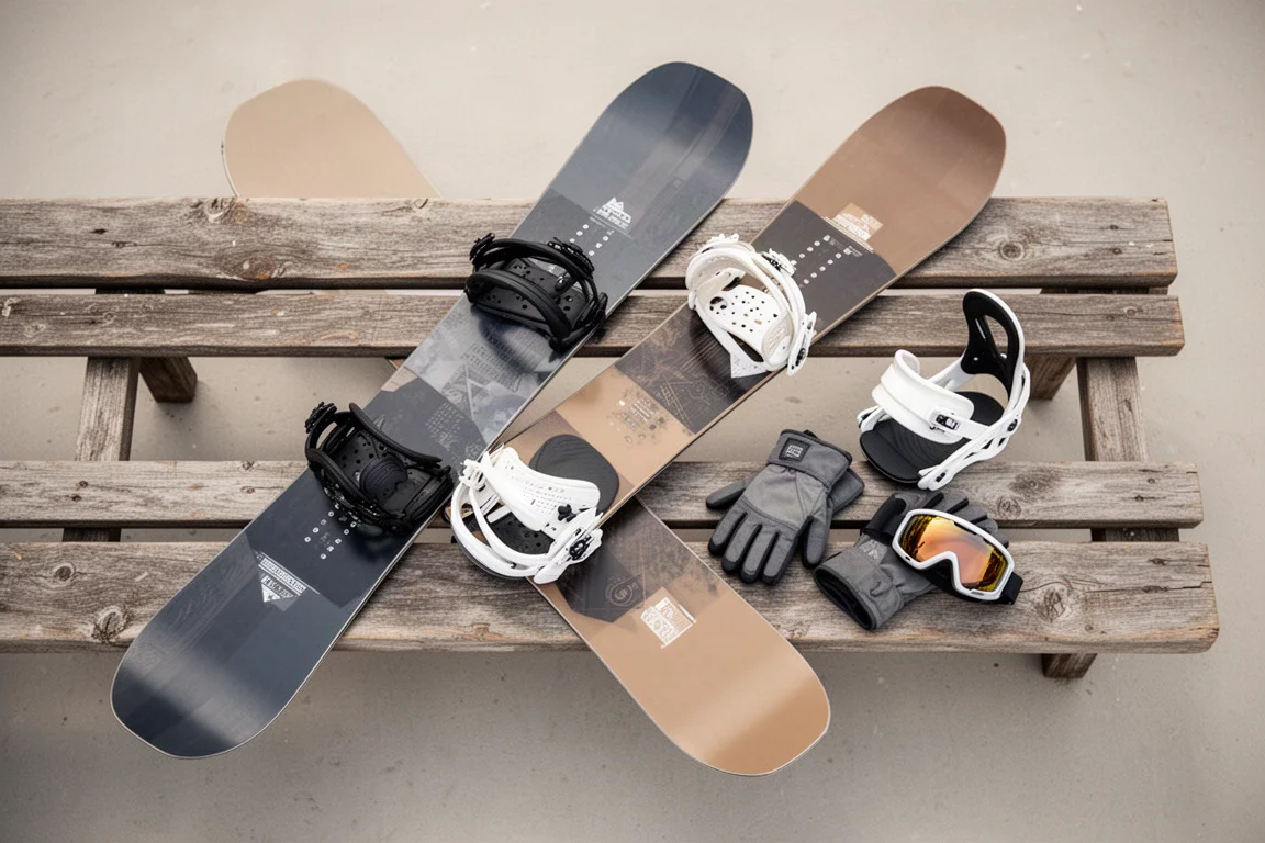 Snowboardeur traçant un grand virage sur une piste damée