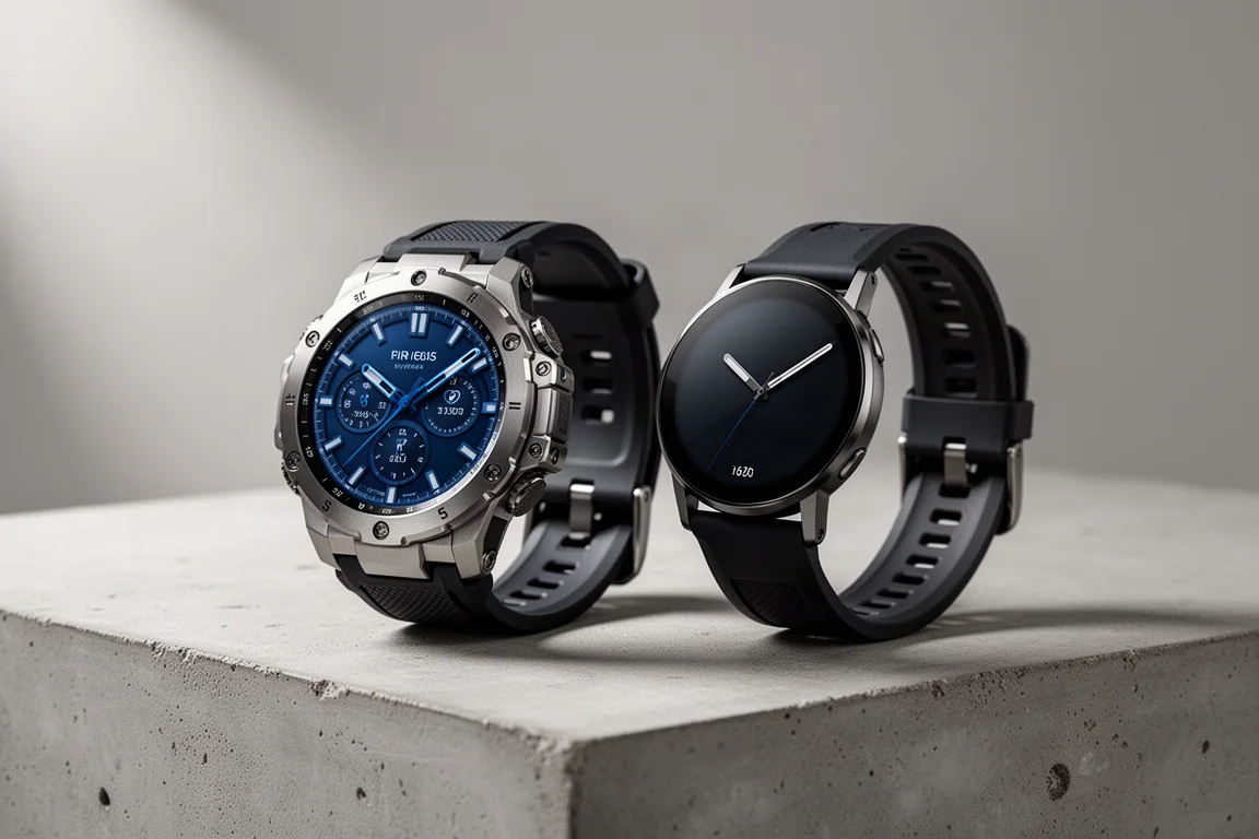 Smartwatch rugged Kospet Tank T6 e Tank T5 fianco a fianco sul cemento