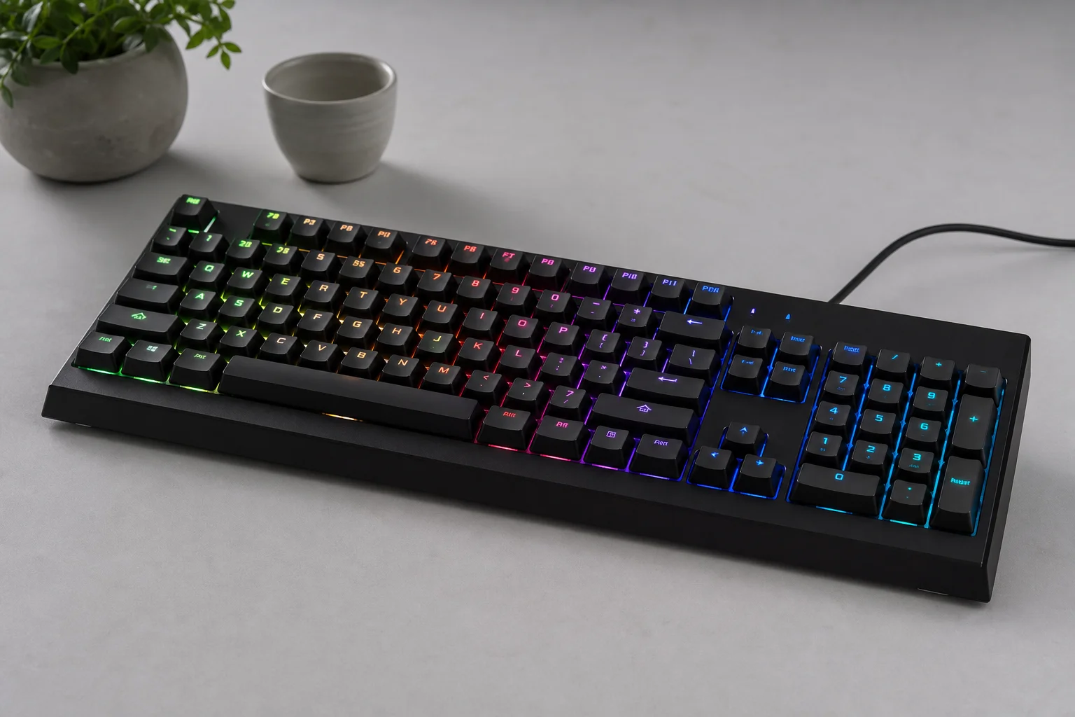 Teclado mecánico con iluminación RGB que ilumina las teclas
