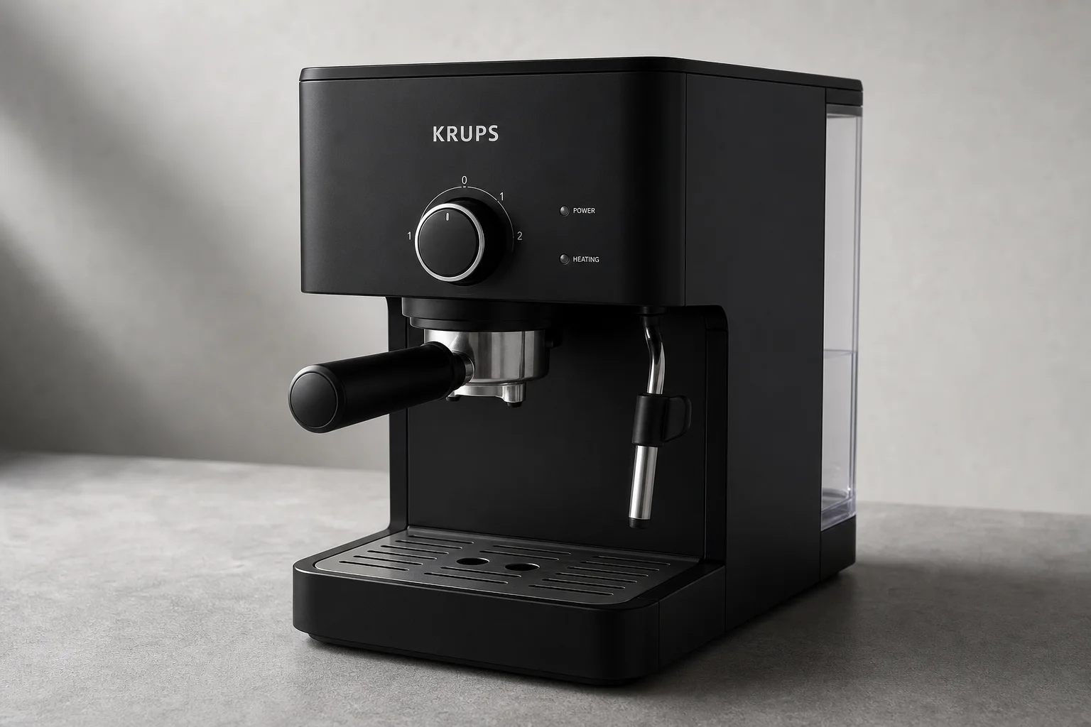 Five budget espresso machines arranged in a row on concrete surface