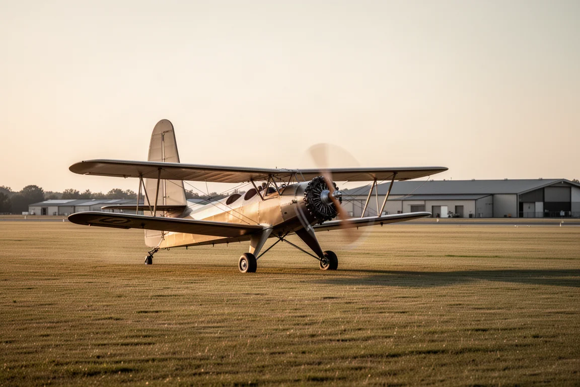 Avión de rueda de cola durante pruebas de rodaje en un aeródromo de hierba
