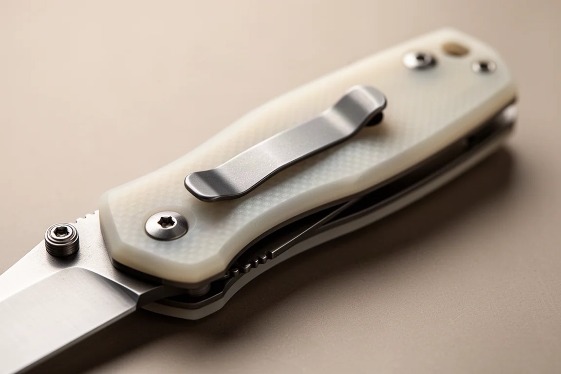 Clip tascabile deep carry con viti a filo incassate su un coltello chiuso