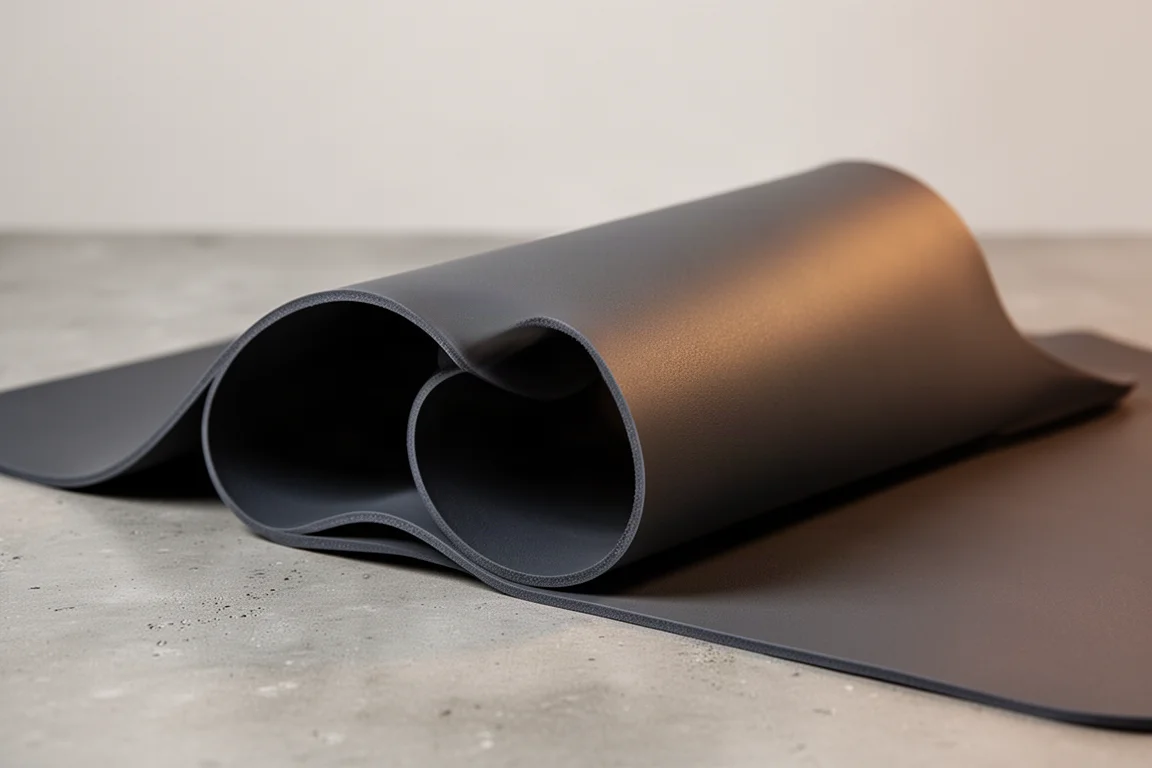 Schrijfmat in een boog gerold om het flexibele, zachte materiaal te tonen