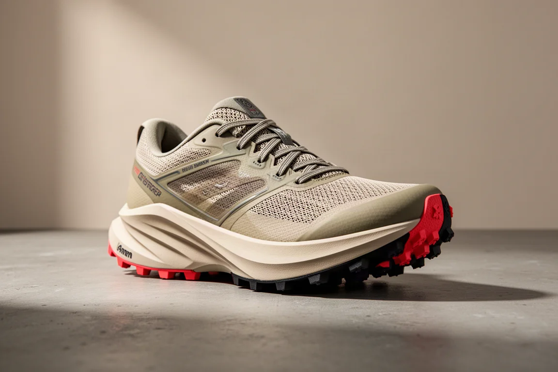 La Sportiva Prodigio trail running shoe on a concrete surface