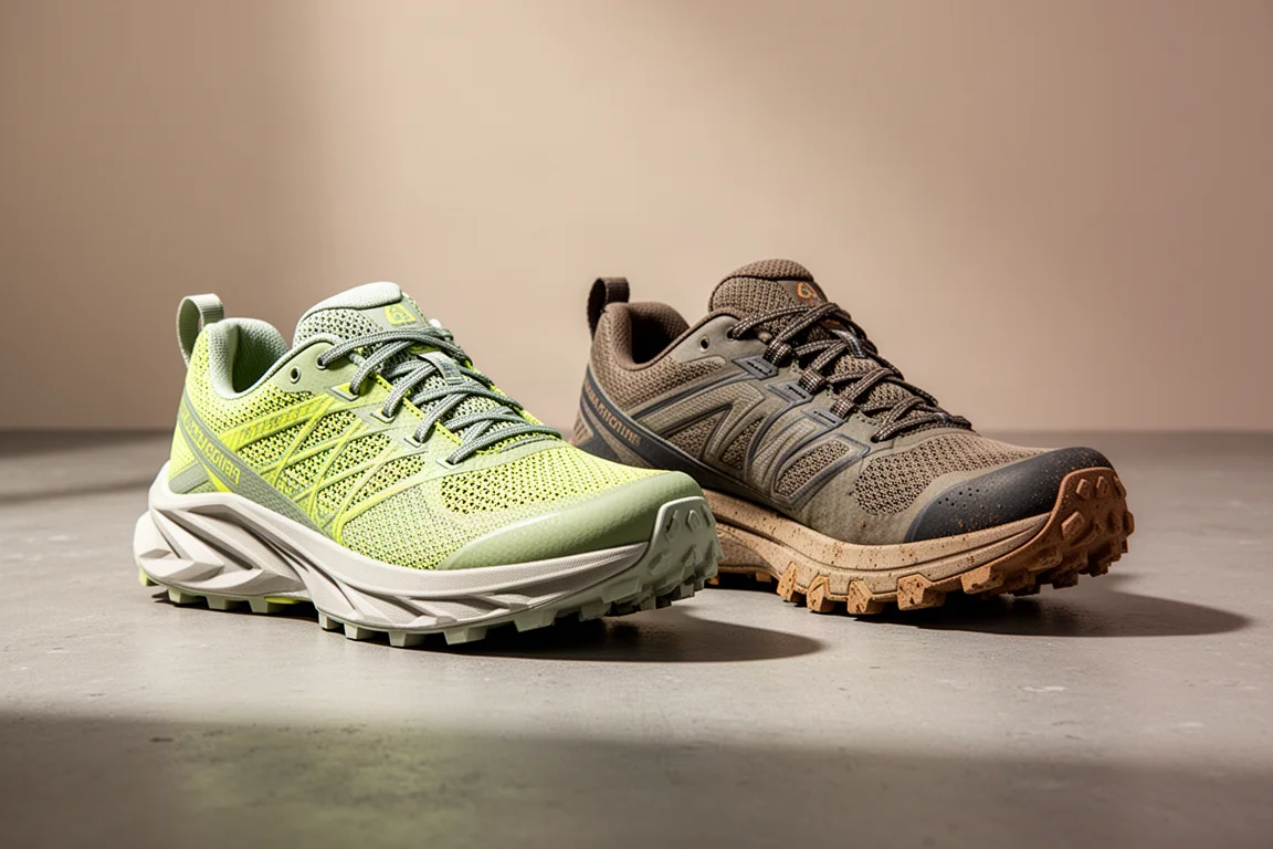 La Sportiva Prodigio Pro and VJ Ultra 3 trail running shoes side by side on concrete