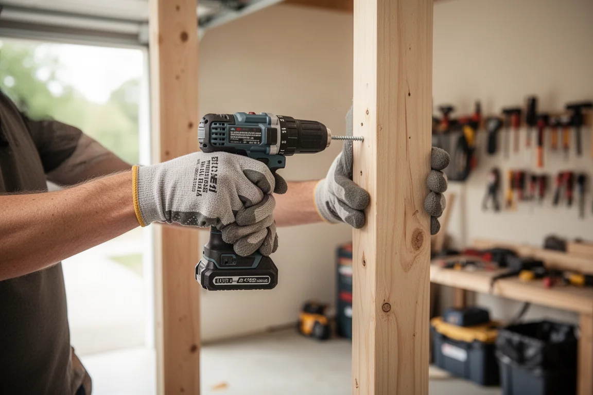 Person using a compact cordless drill on a home improvement project