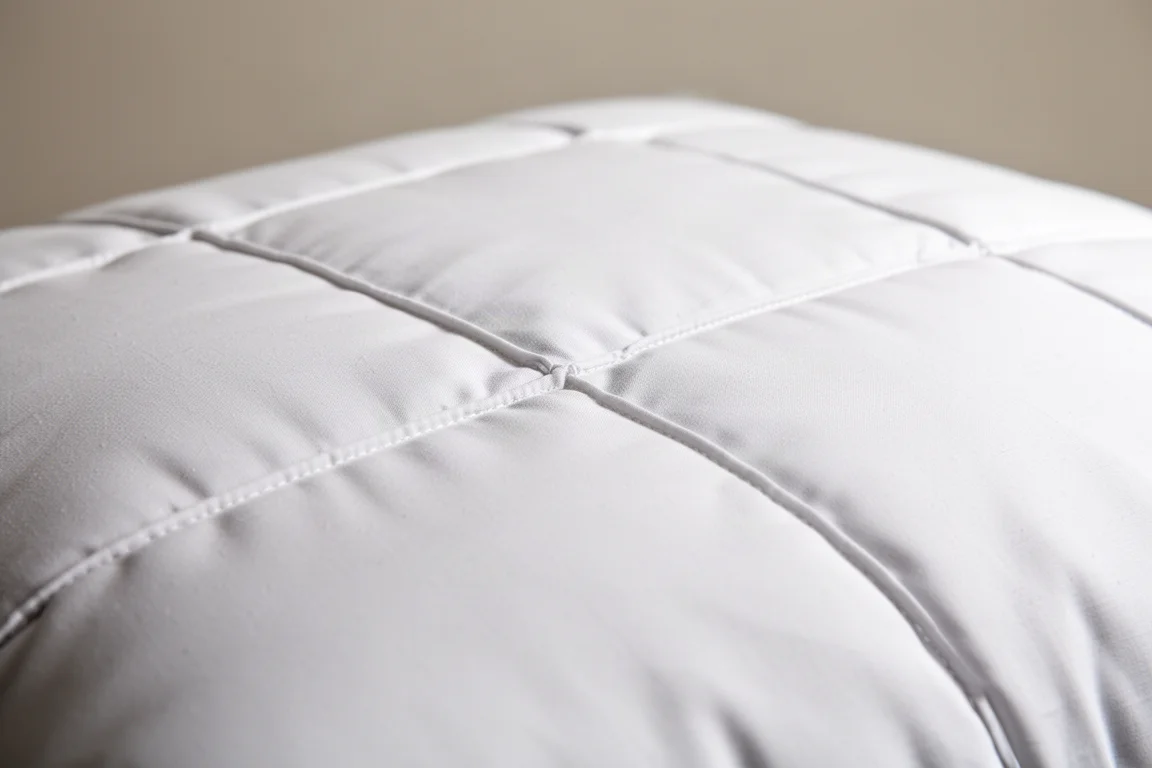 Close-up of a pillow seam showing stitched chambers holding even filling