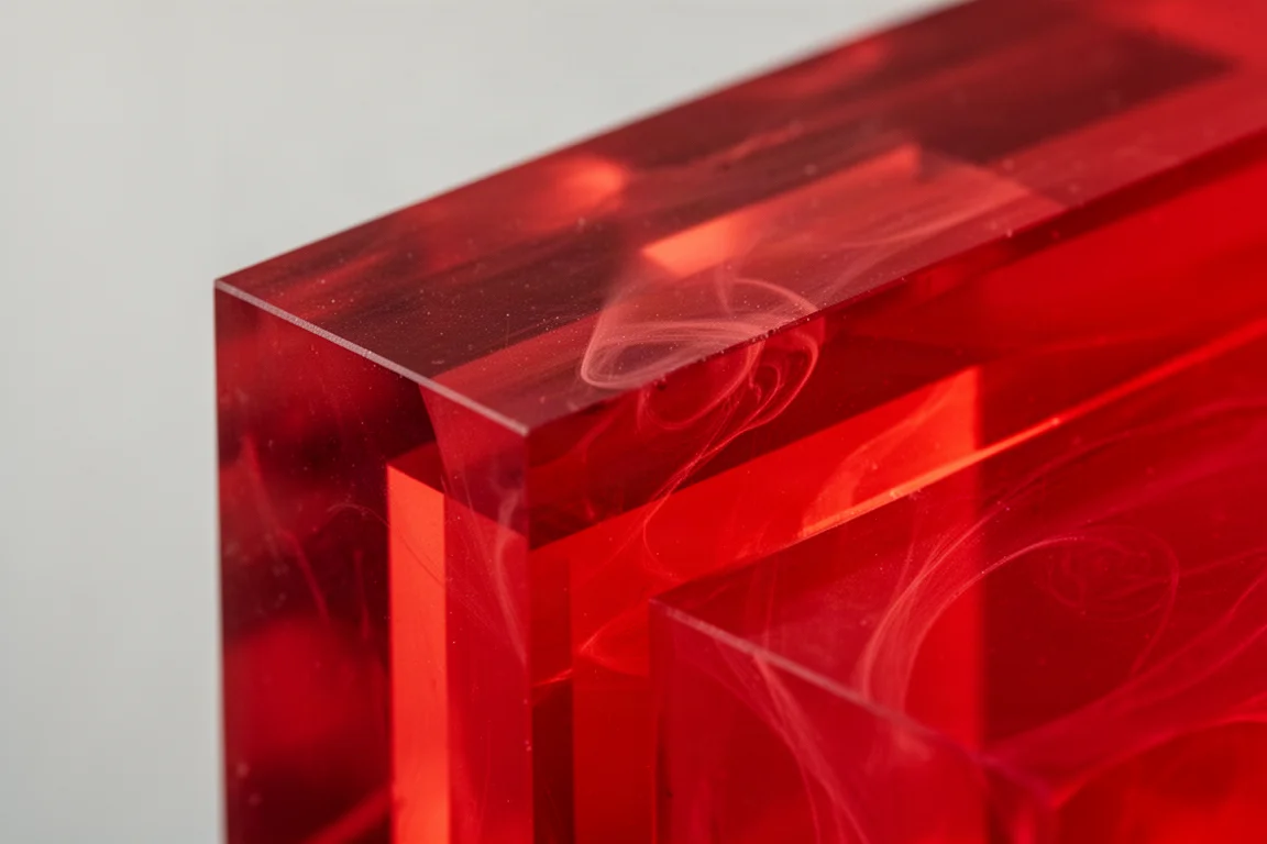 Material de acrílico vermelho profundo da caneta brilhando com intensidade