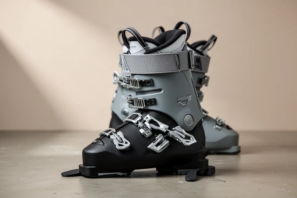 Allmountain-plogga med fyra spännen och power strap på en betongyta