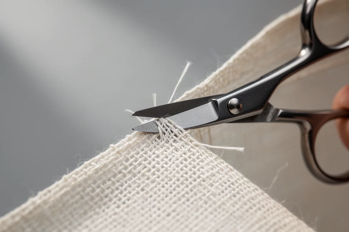 Tijeras de precisión cortando con limpieza hasta la punta en un material fino