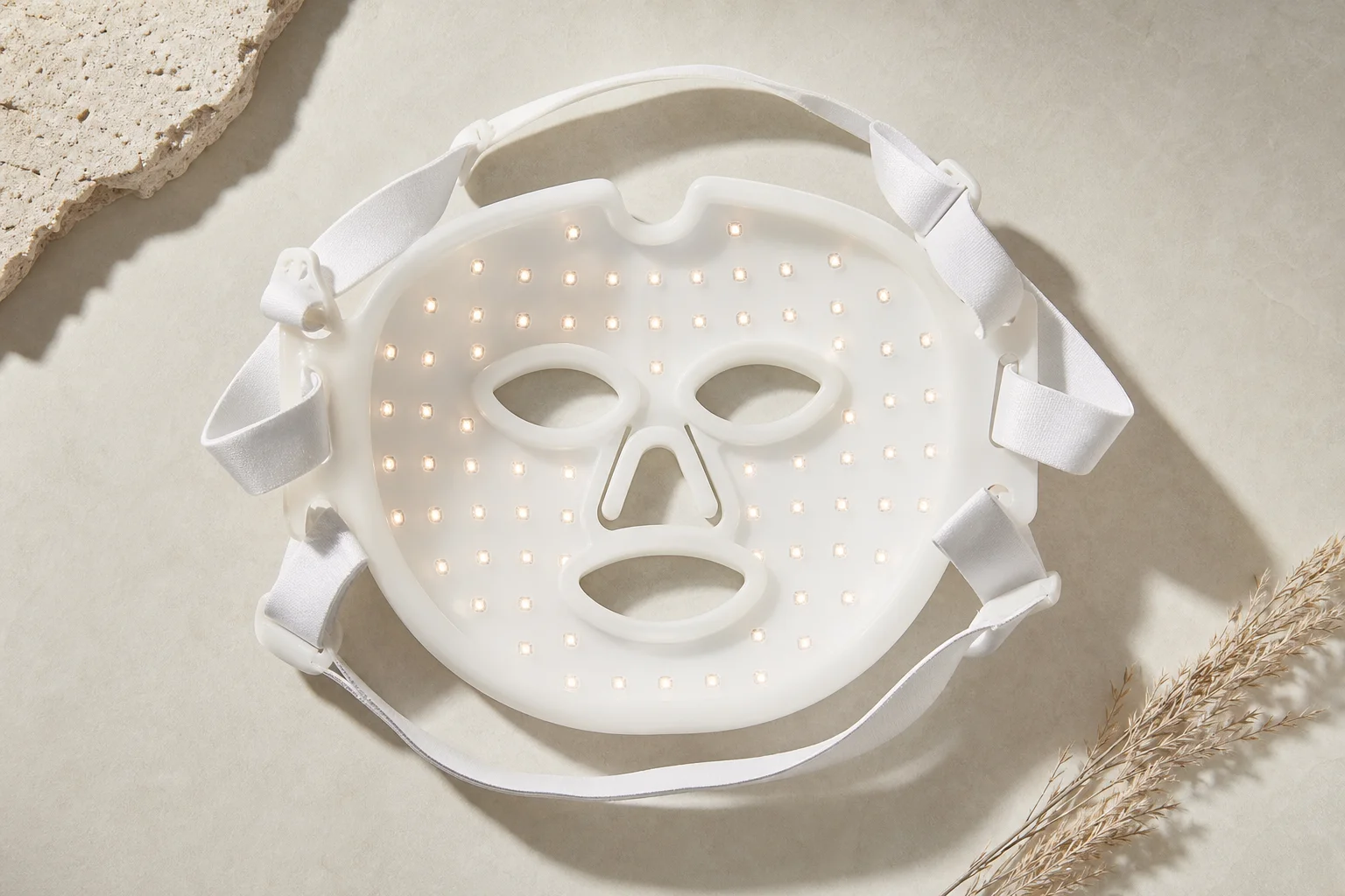 LED mask design showing flexible silicone backing and bulb spacing