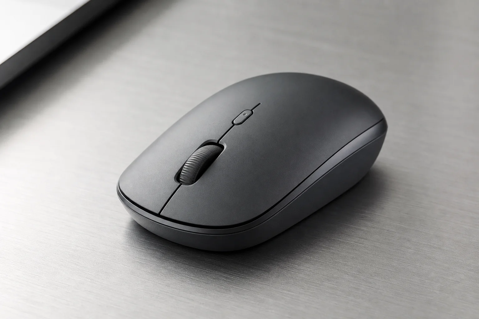 Fünf ergonomische Mäuse in verschiedenen Ausführungen auf einer Betonoberfläche angeordnet