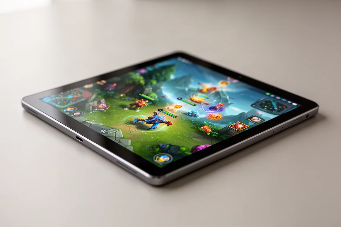 Lenovo Legion Tab 5 高解析度顯示器近照,呈現鮮豔色彩