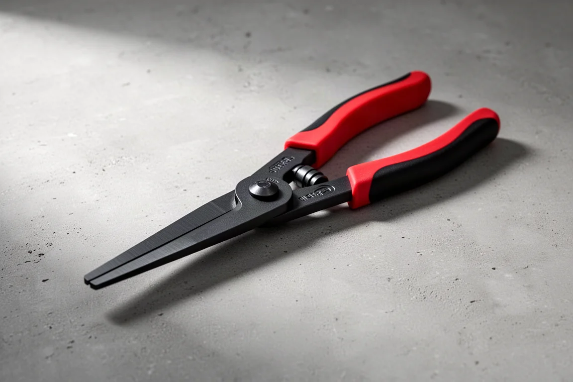 Pinza a becco parallelo Lenox con morse lunghe e sottili su una superficie di cemento