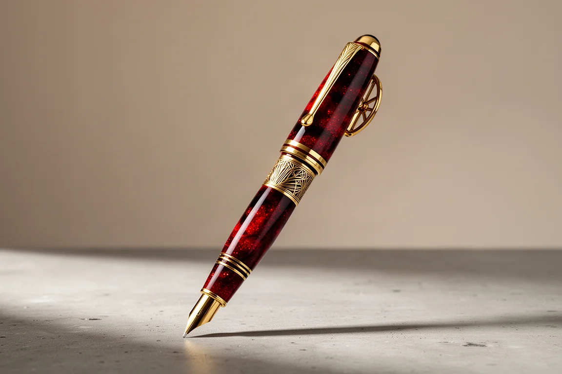 Leonardo Momento Zero Grande 2.0 fountain pen in red resin with gold trim
