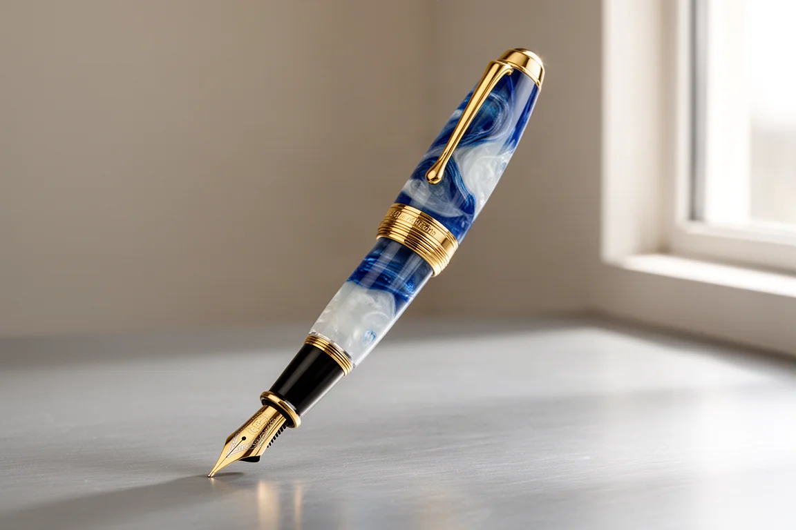 Leonardo Momento Zero Grande Summer Sky fountain pen with blue resin and gold trim
