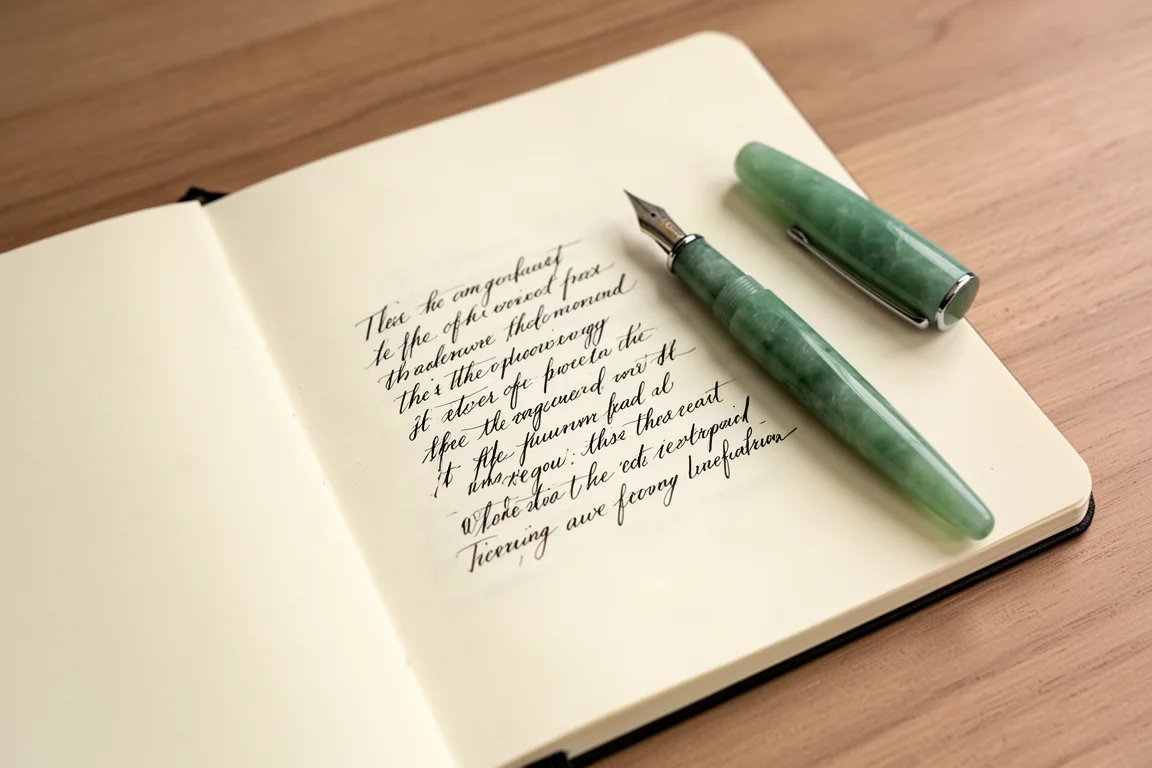 Füllfederhalter auf einem offen liegenden fountain-pen-freundlichen Notizbuch
