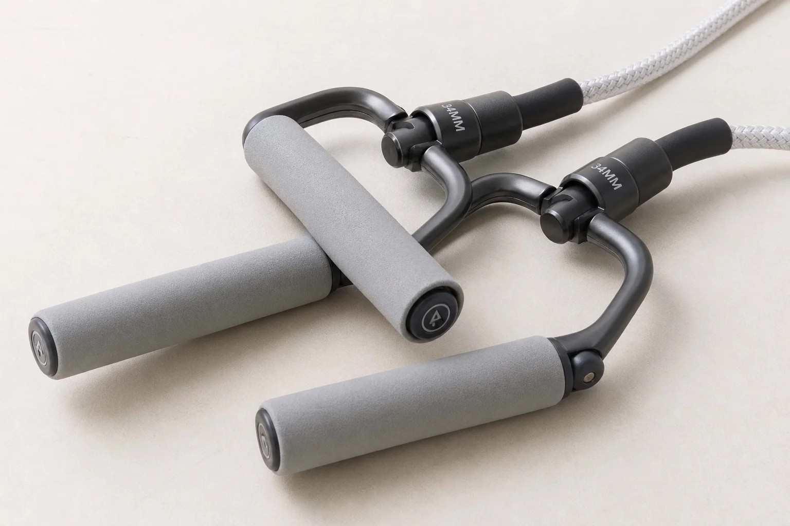 Ten doorway pull-up bars arranged in three categories on a grey surface