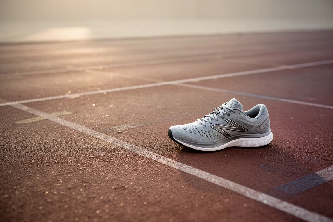 Track surface with lane markings under soft evening light