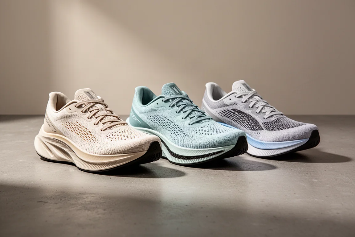 Three Li-Ning race day running shoes arranged on a concrete surface