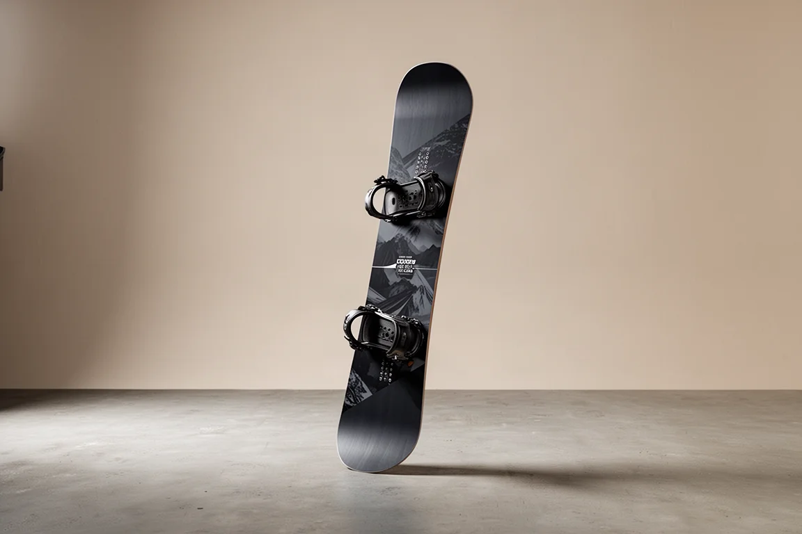 Lib Tech Rig freeride snowboard staand op een betonnen vloer