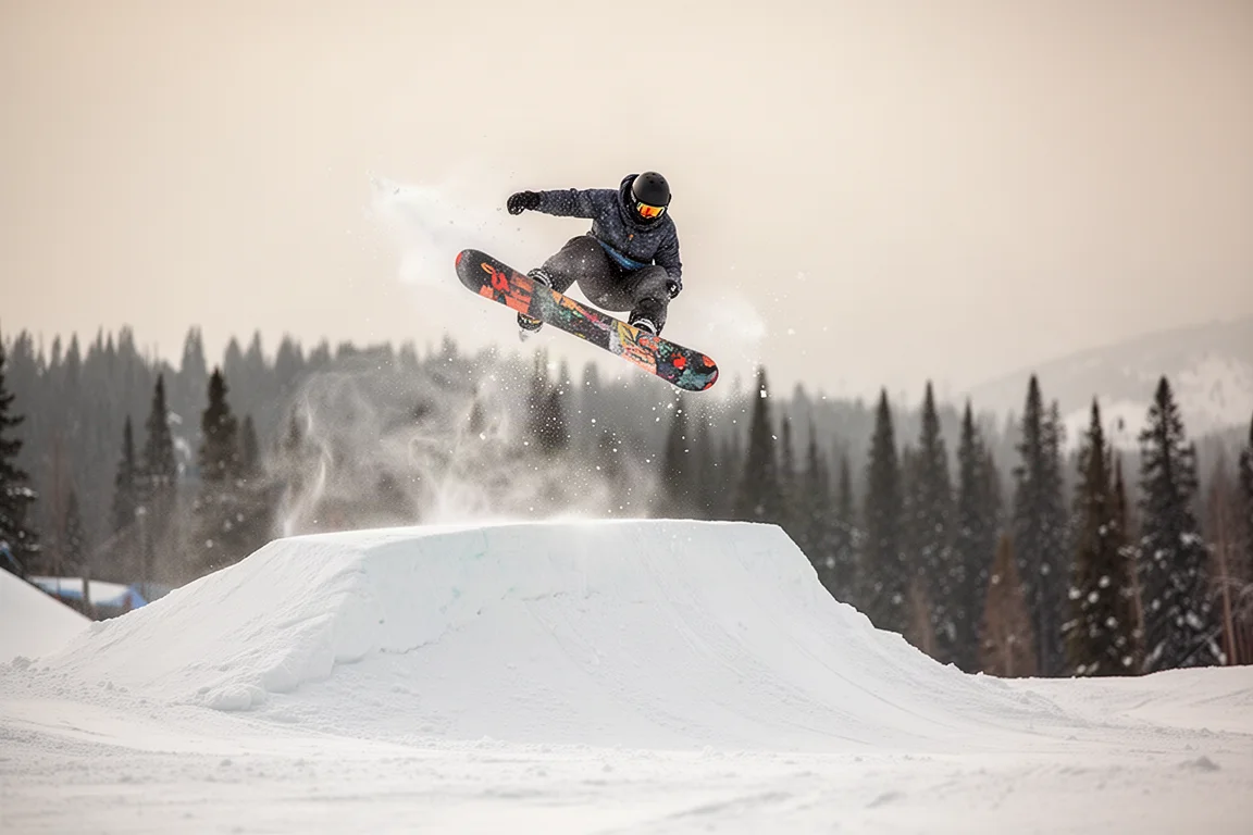 Rider performing a spin off a natural snow feature